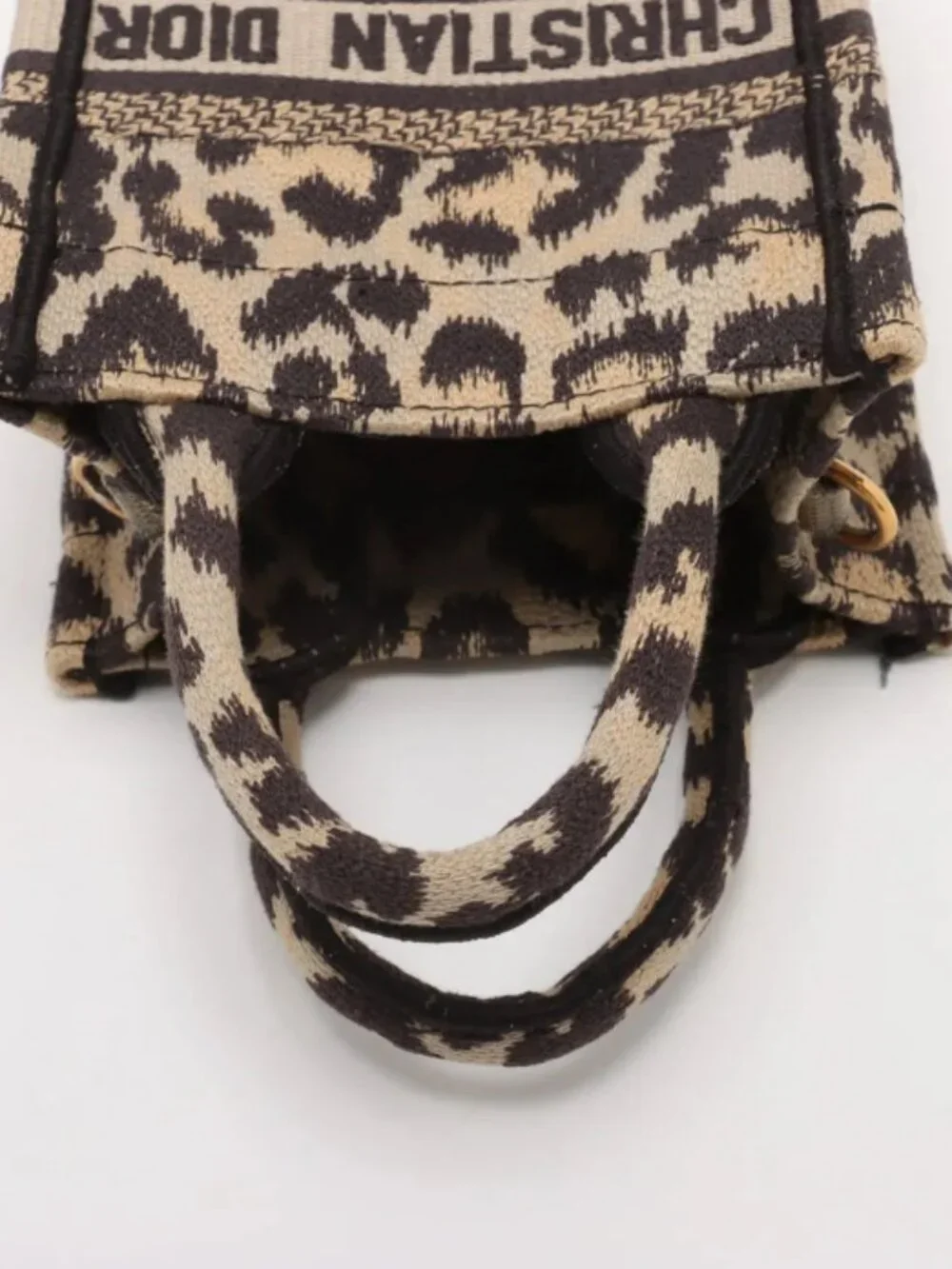 Christian Dior Leopard Vertical Book Tote Canvas Two-Way Handbag - Picture 5 of 12